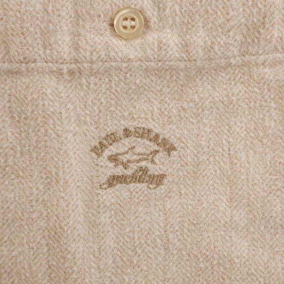 Paul & Shark Flannel Italy Cotton Herringbone Button-Down 16 Heavyweight Beige - Picture 6 of 16